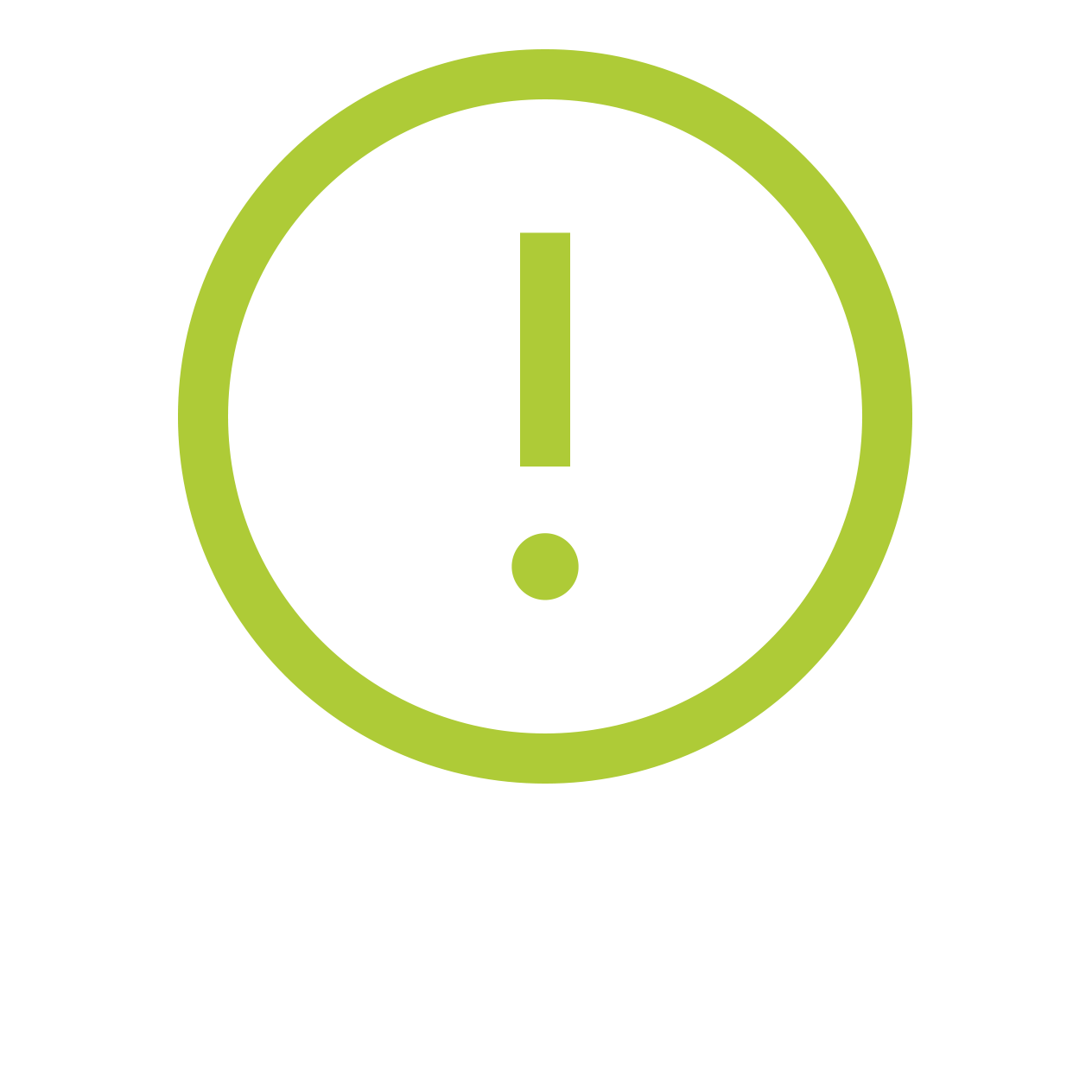 Ausrufezeichen in einem Kreis, das auf eine wichtige Information hinweist.