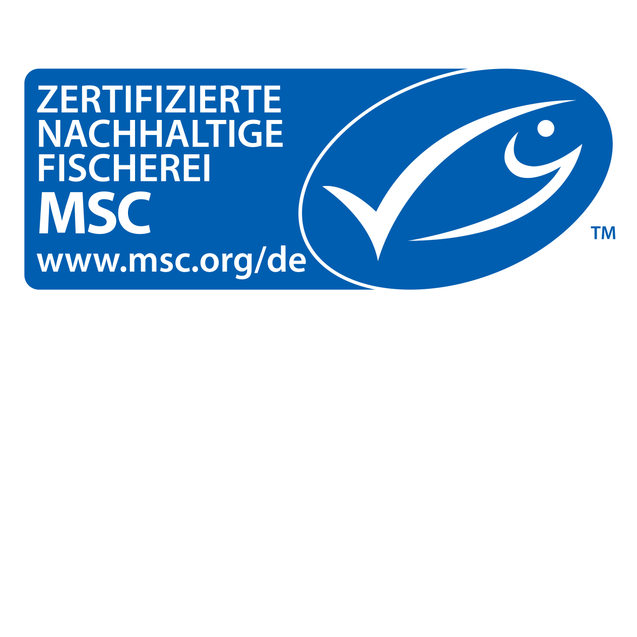 MSC-Siegel für zertifizierte nachhaltige Fischerei.