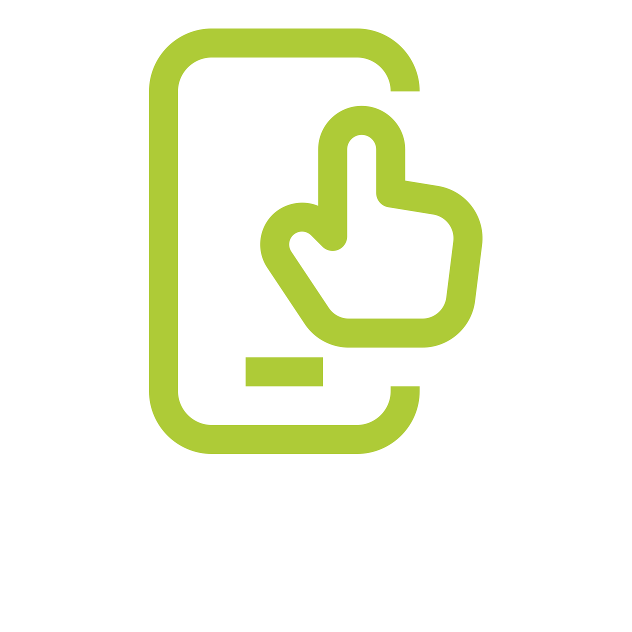 Smartphone mit einem Zeigefinger, der auf den Bildschirm tippt.