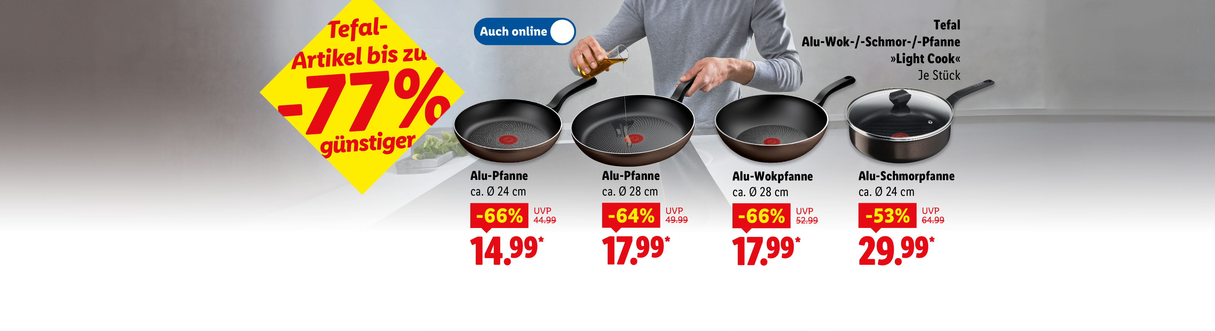Tefal Alu-Wok-/-Schmor-/-Pfanne »Light Cook«, je Stück bis zu -77% günstiger auch online ab 14.99€*. Sofort kaufen.