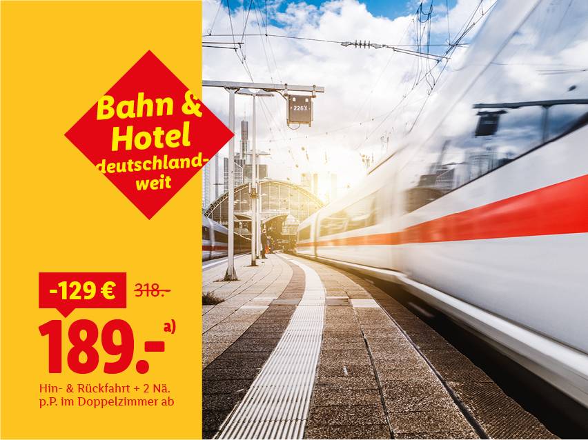 Reisen & Experiences: 1. Klasse Bahn Deal buchen. Hin- & Rückfahrt + 2 Nä. p.P. ab 189€.