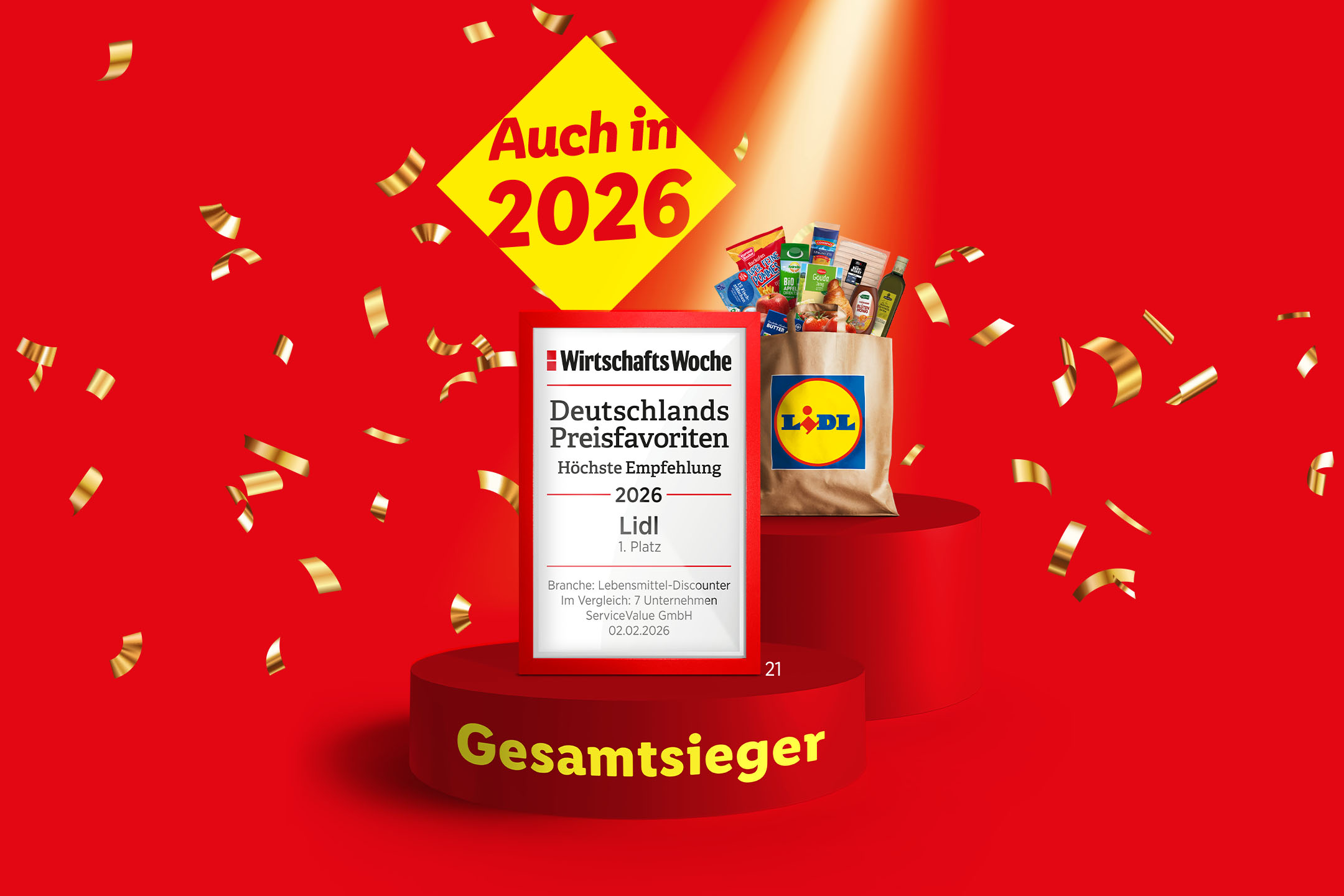 Der Preisführer bleibt die Nummer 1 mit Auszeichnung von Wirtschaftswoche als Gesamtsieger für Deutschlands Preisfavorit (21). Auch in 2026.