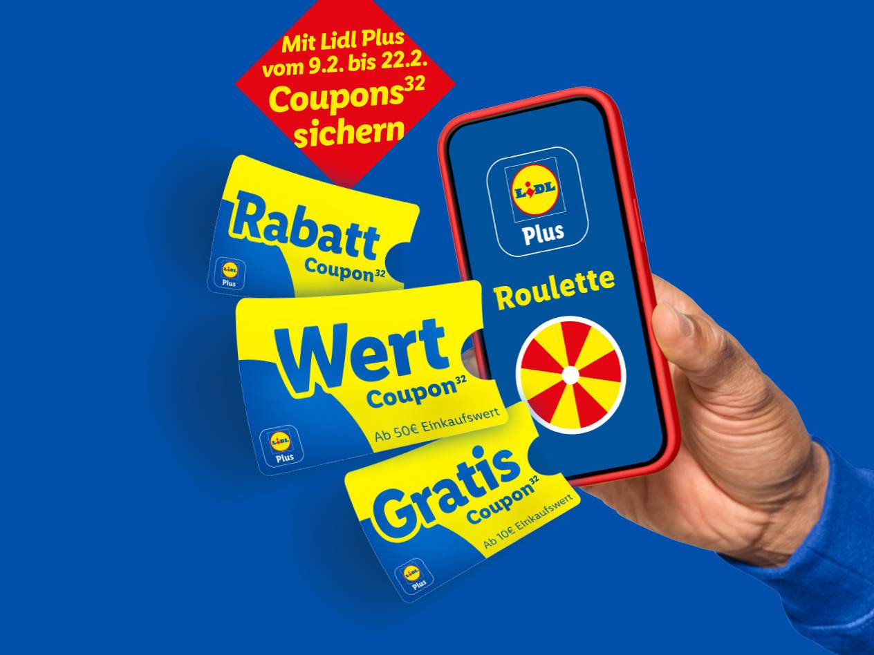 Mit Lidl Plus vom 9.2. bis 22.2. Coupons (32) sichern