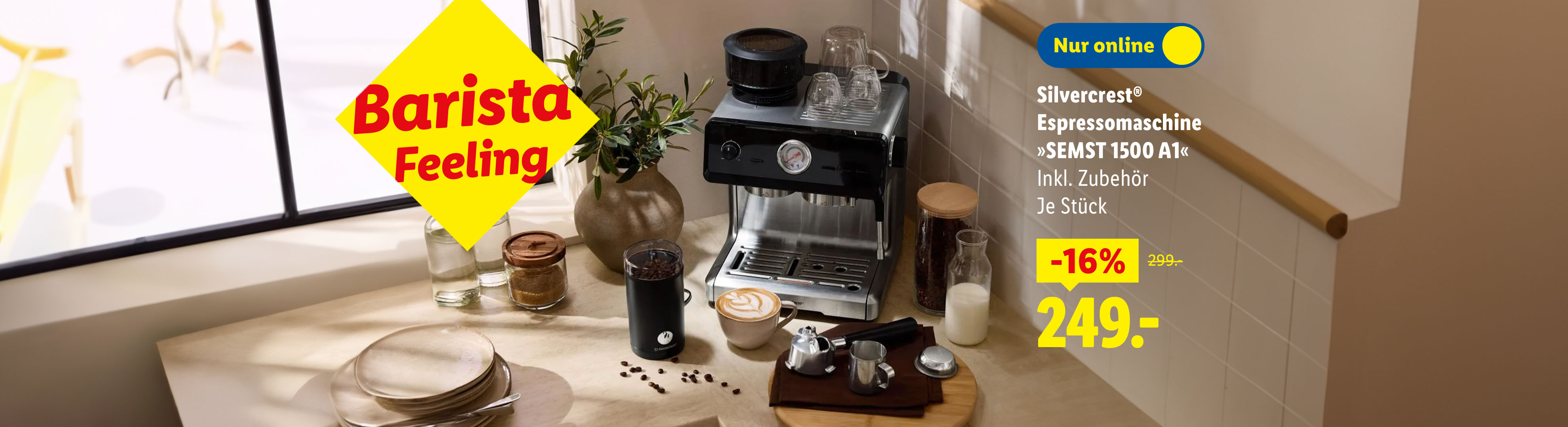 Silvercrest® Espressomaschine »SEMST 1500 A1« inkl. Zubehör, je Stück -16% günstiger nur online für 249.00€*.