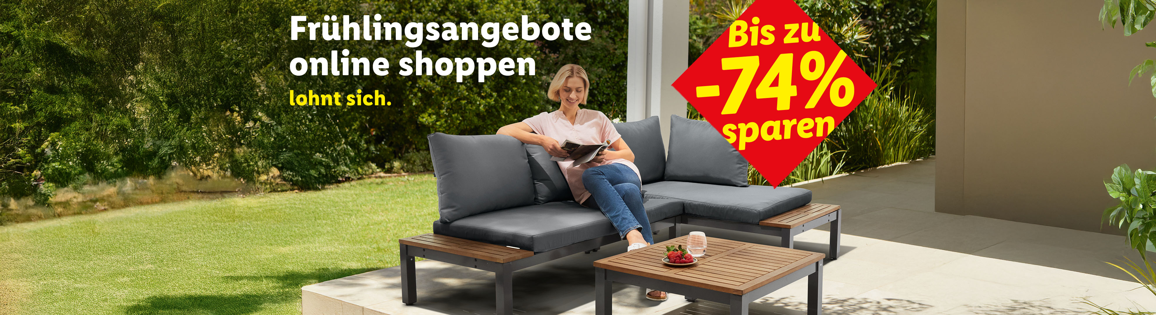 Frühlingsangebote online shoppen lohnt sich. Bis zu -74% sparen.