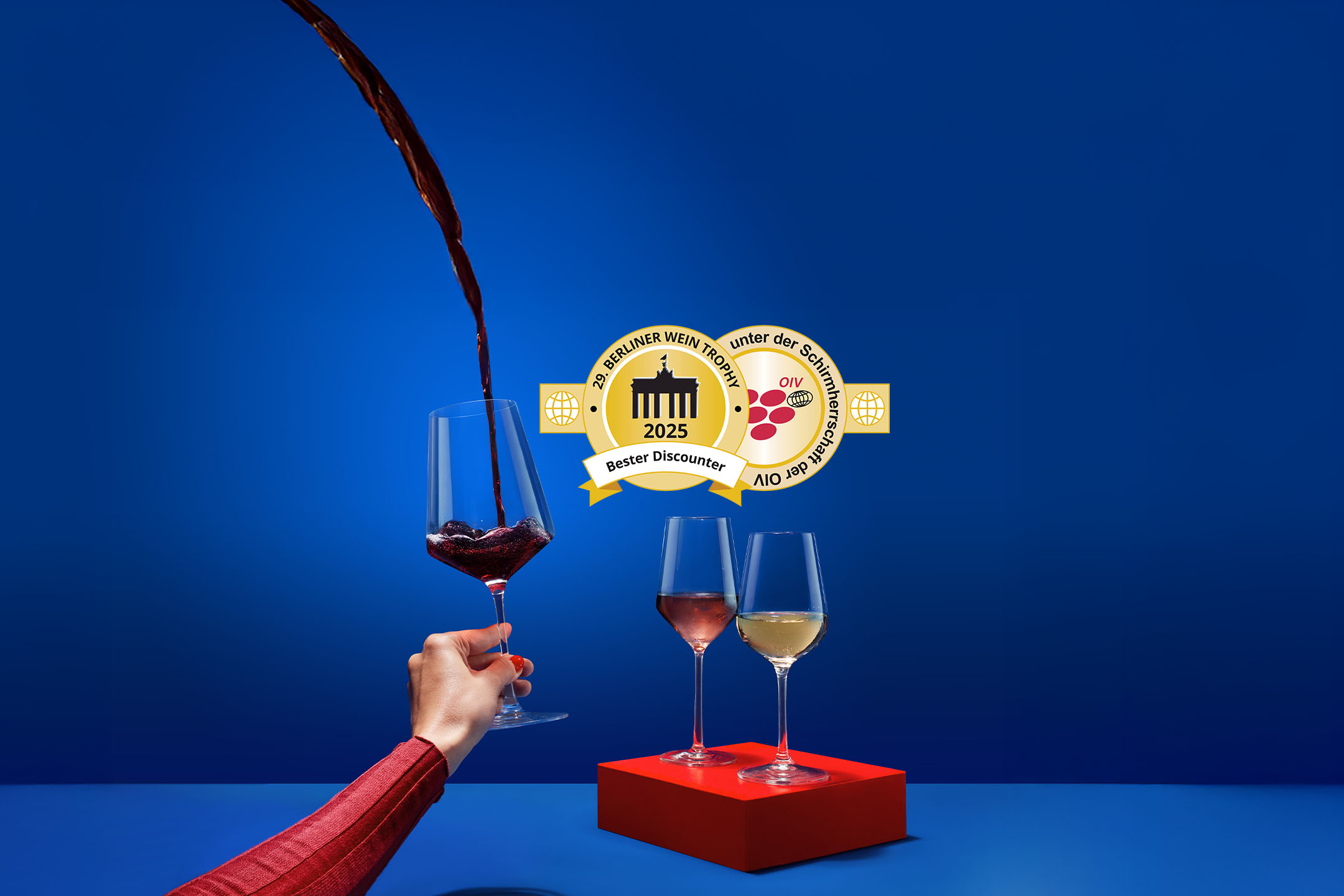 29. Berliner Wein Trophy. 2025 Bester Discounter unter der Schirmherrschaft der OIV (Internationale Organisation für Rebe und Wein).