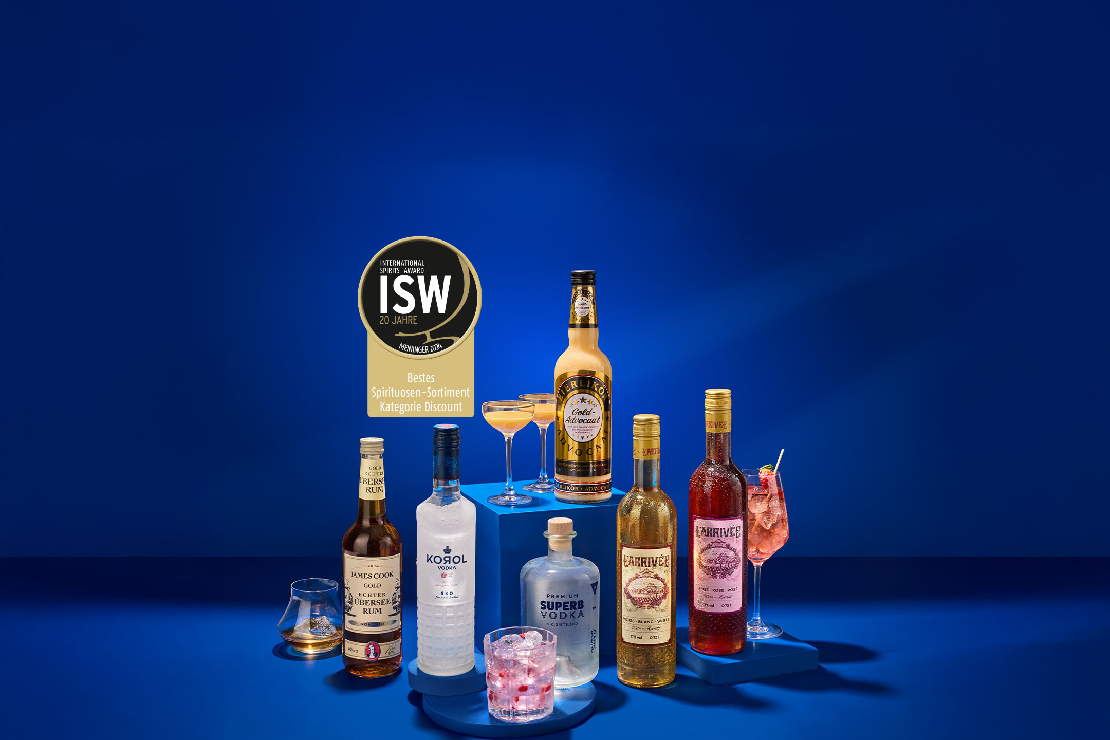 International Spirits Award ISW 20 Jahre. Meininger 2024. Bestes Spirituosen-Sortiment Kategorie Discount.