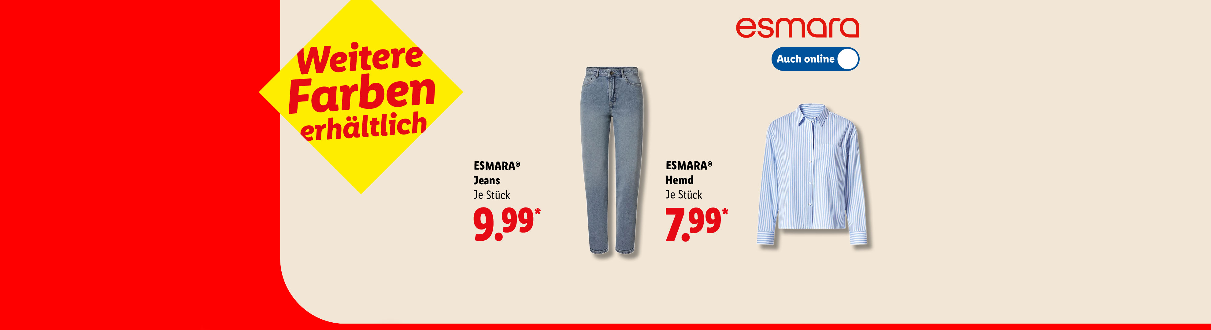 ESMARA® Jeans oder Hemd, weitere Farben erhältlich, je Stück auch online für 9.99 €* bzw. 7.99 €*.
