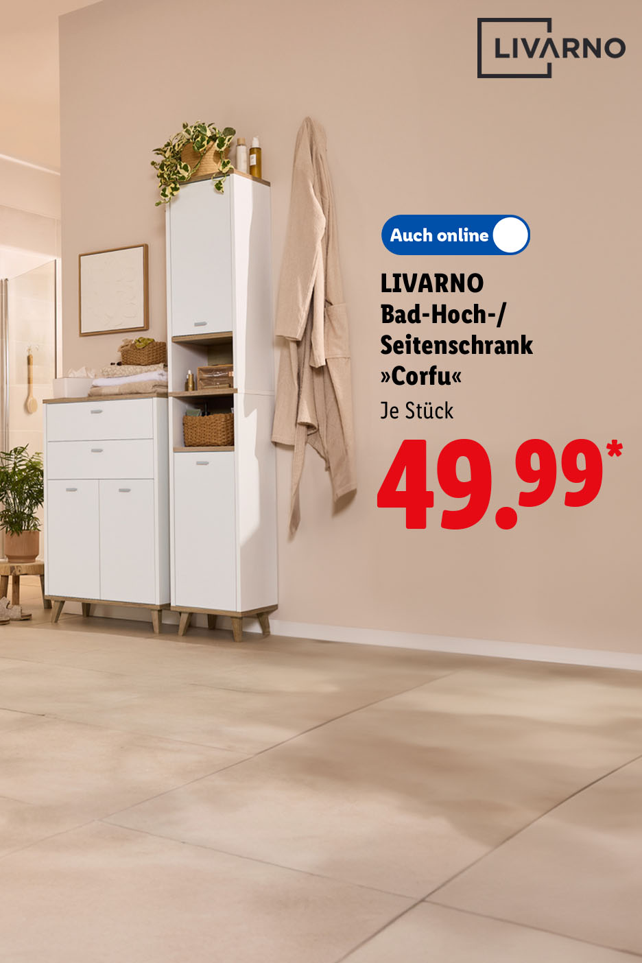 LIVARNO Bad-Hoch-/Seitenschrank »Corfu«, je Stück auch online für 49.99 €*.