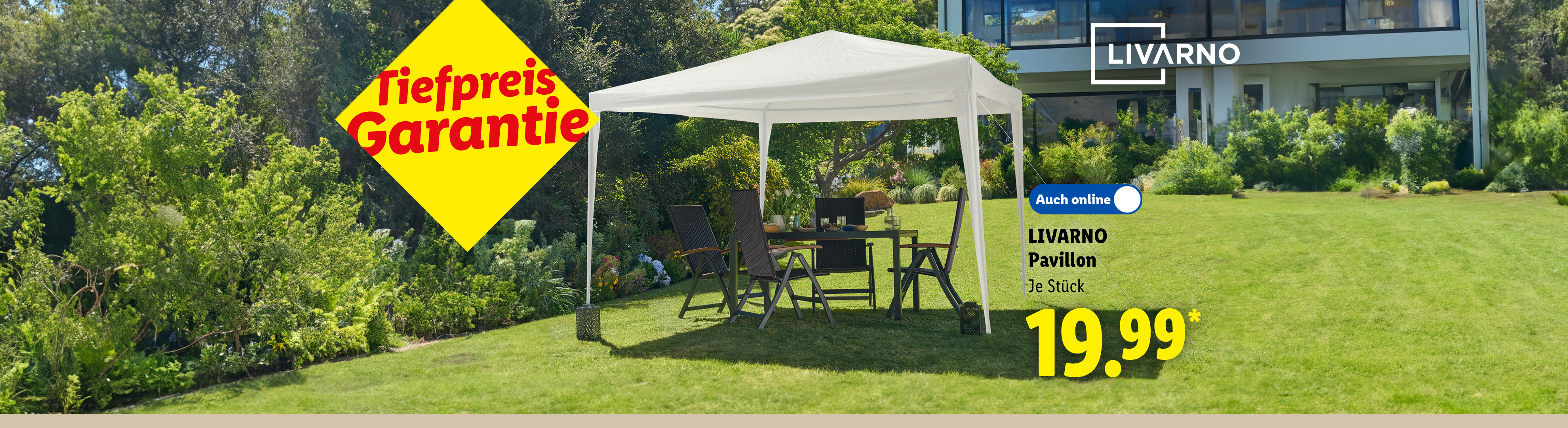 Tiefpreis Garantie: LIVARNO Pavillon, weiß, je Stück, auch online für 19.99 €*.