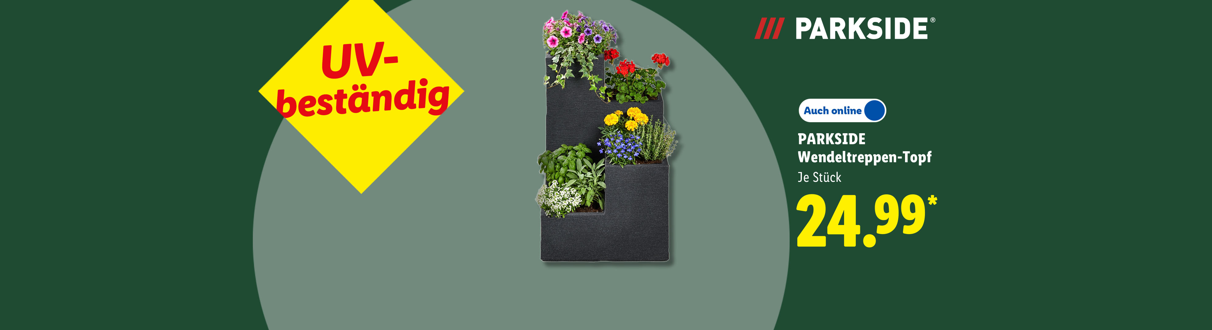 UV-beständig: PARKSIDE Wendeltreppen-Topf, Je Stück Auch online für 24.99 €*.