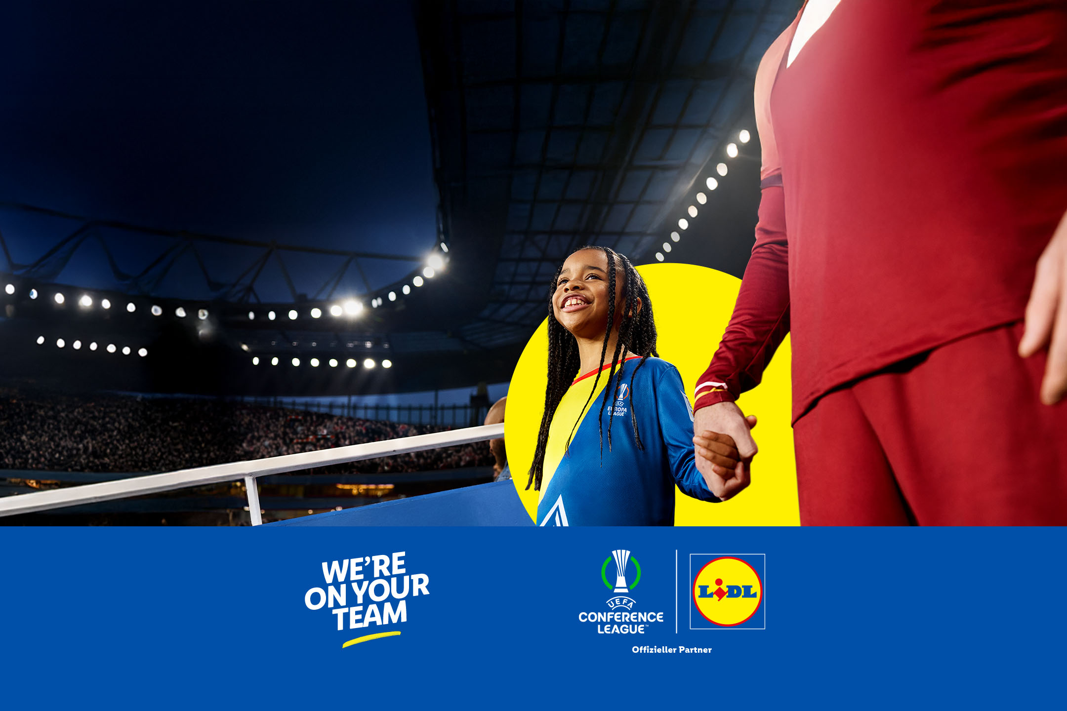We're on your team. Lidl ist offizieller Partner der UEFA Conference League.