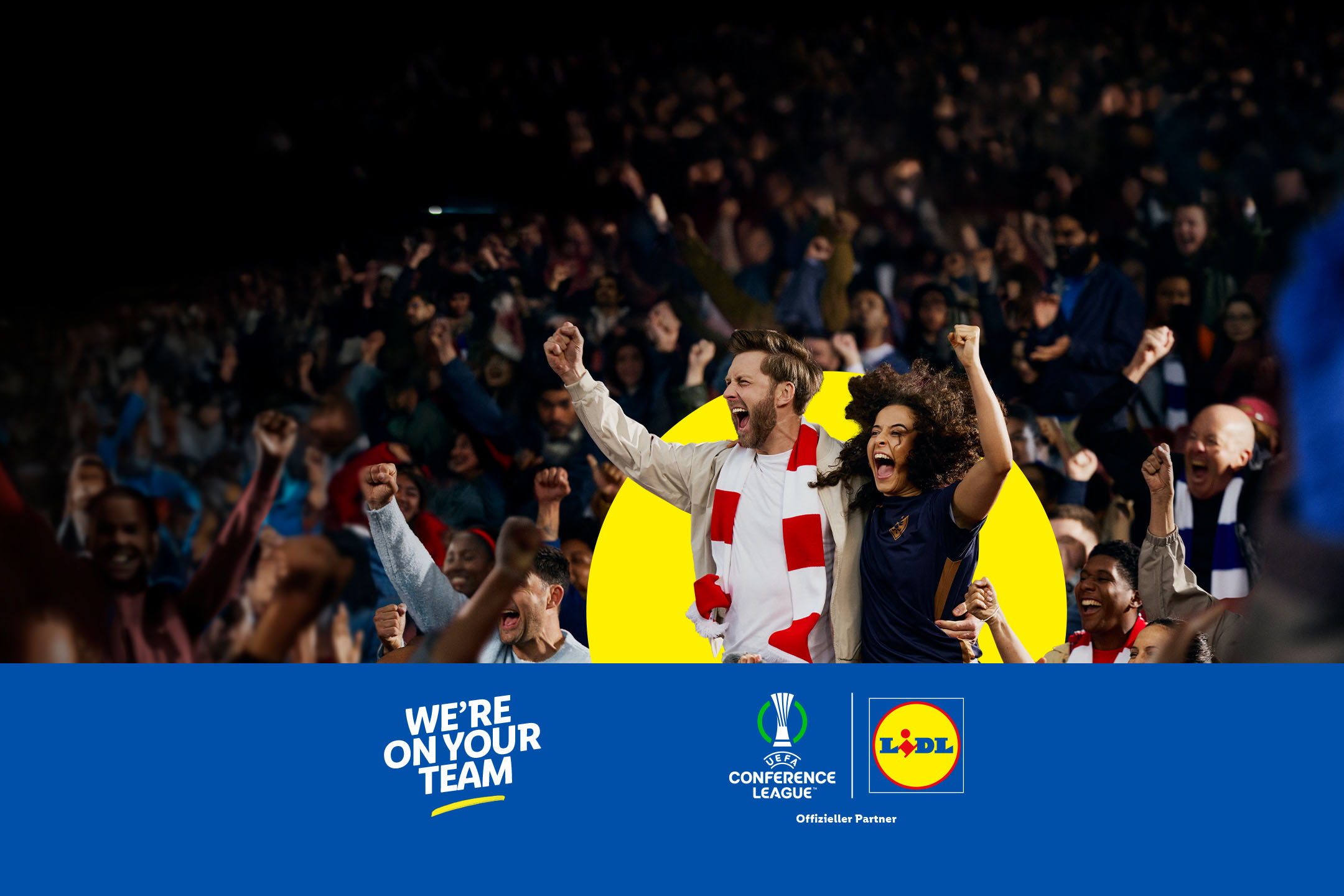 We're on your team. Lidl ist offizieller Partner der UEFA Conference League.