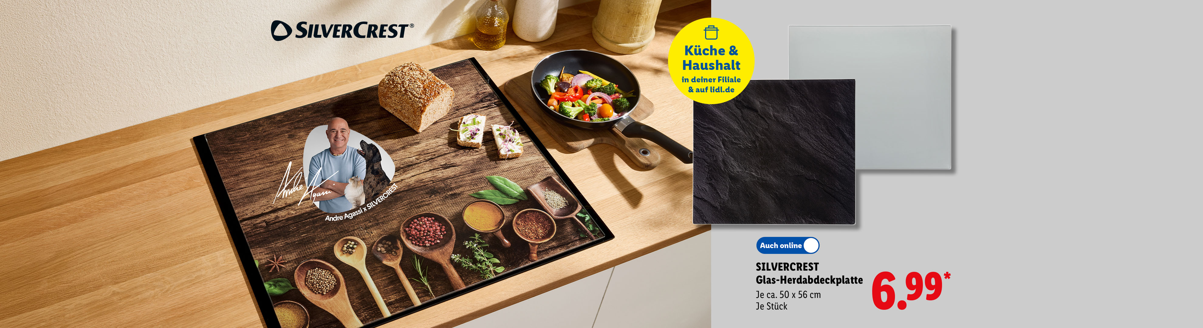 Küche & Haushalt: SILVERCREST Glas-Herdabdeckplatte, verschiedene Designs, je ca. 50 x 56 cm, je Stück, auch online für 6.99 €*.