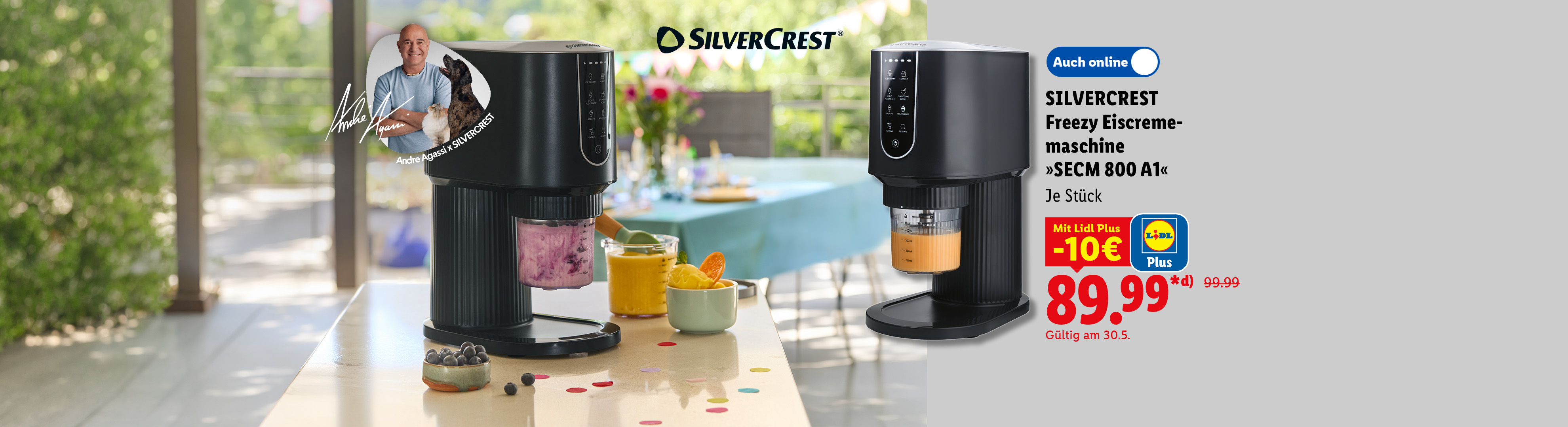 SILVERCREST Freezy Eiscrememaschine »SECM 800 A1«, Je Stück Mit Lidl Plus -10€ Gültig am 30.5. Auch online für 89.99 €*d).