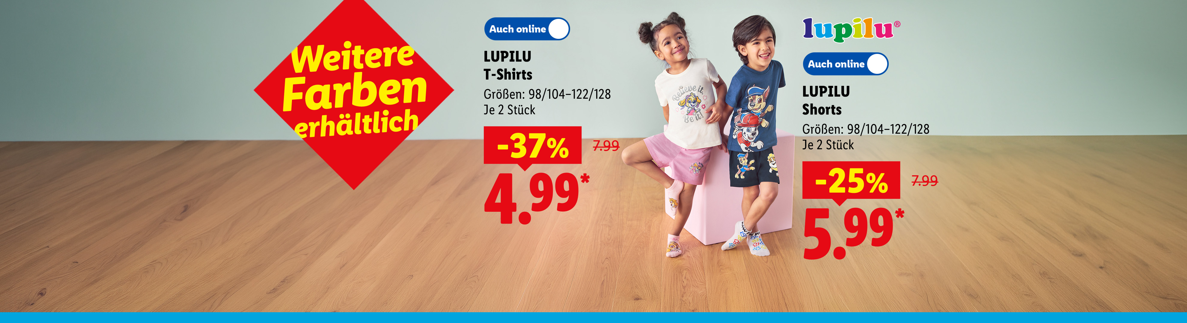 Weitere Farben erhältlich: LUPILU T-Shirts und LUPILU Shorts in den Größen: 98/104-122/128, je Stück bis zu -37% günstiger auch online ab 4.99€*.