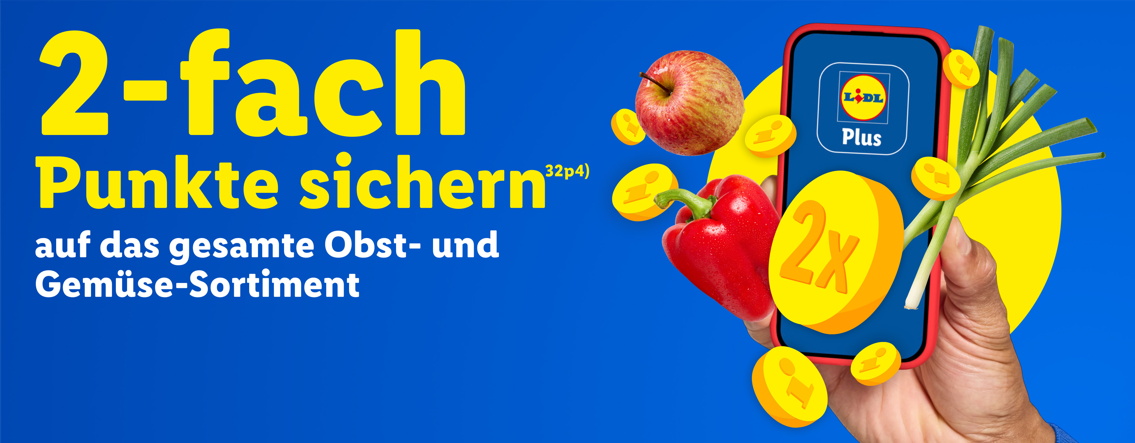 2-fach Punkte sichern (32p4) auf das gesamte Obst und Gemüse-Sortiment. Lidl Plus
