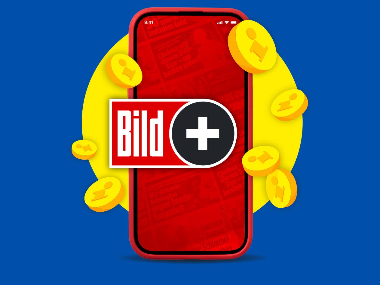 Smartphone mit Nachrichten-App und Münzen mit 'i'-Symbol, die für Informationen stehen.
