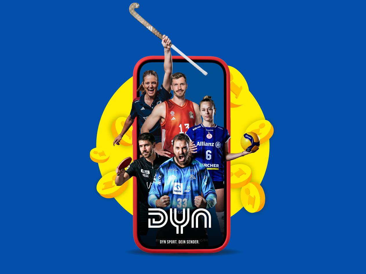 Sportler verschiedener Sportarten, die aus einem Smartphone-Bildschirm herausragen, umgeben von Münzen.