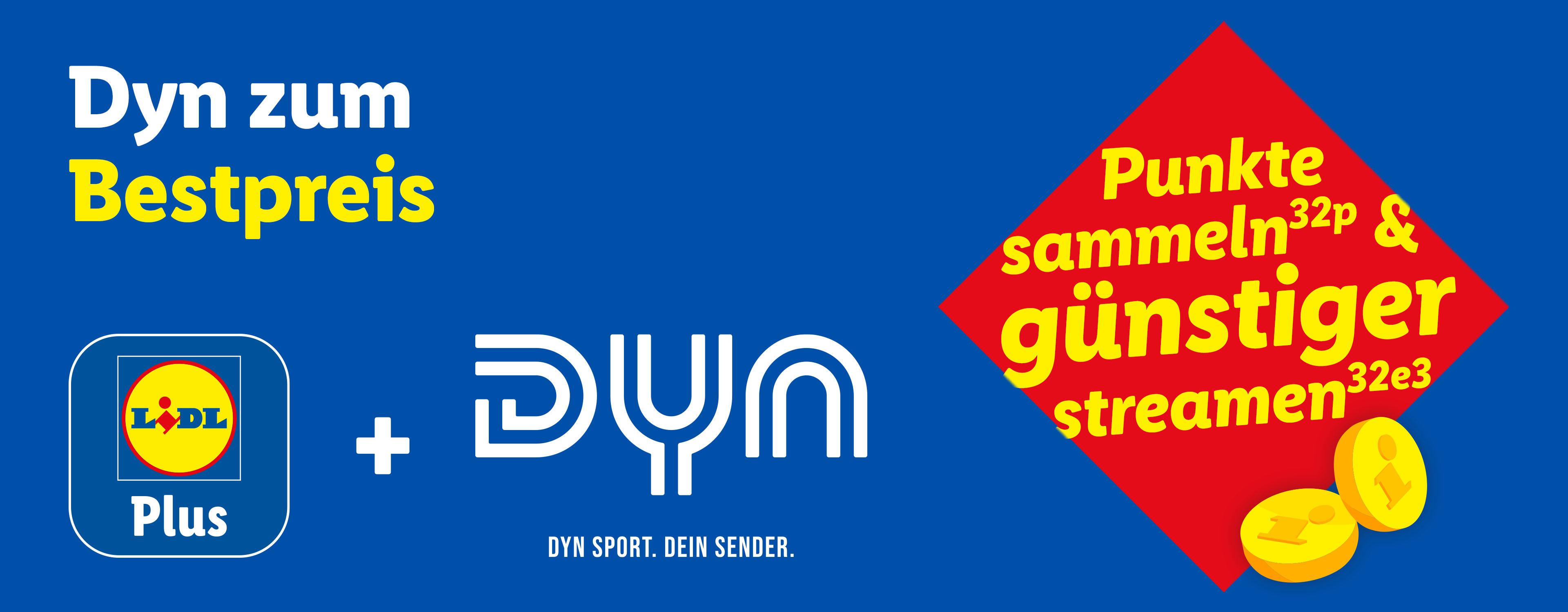 Werbebild für Sport-Streaming zum Bestpreis, mit der Möglichkeit, Punkte zu sammeln und günstiger zu streamen.