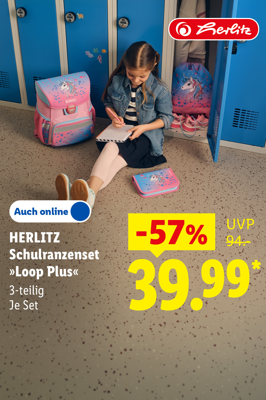 HERLITZ Schulranzenset »Loop Plus«, 3-teilig, je Set -57% auch online für 39.99 €*.