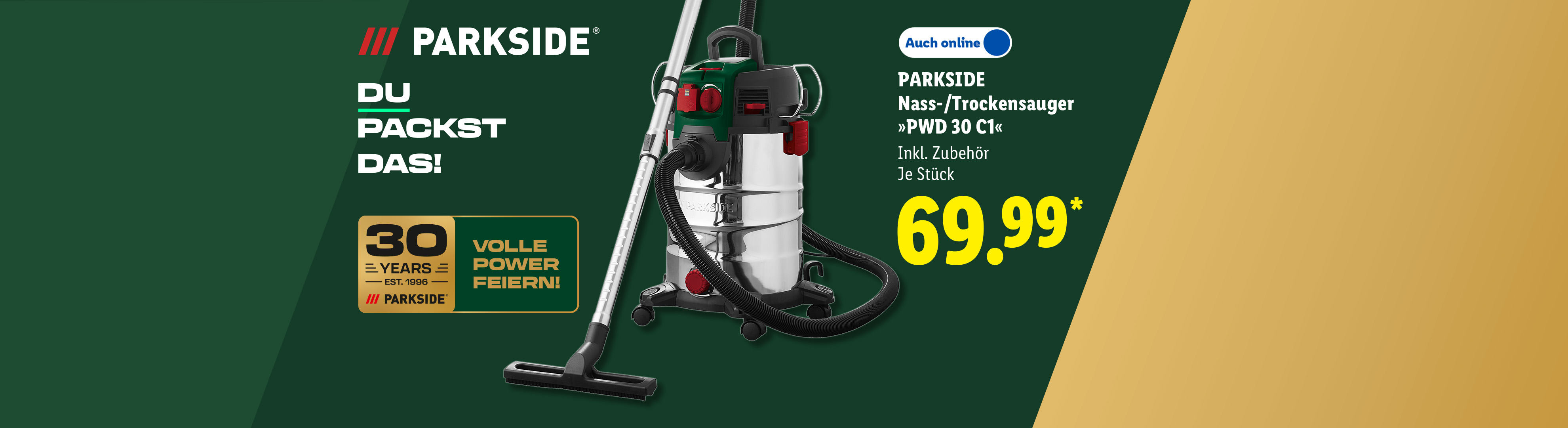 PARKSIDE Nass-/Trockensauger »PWD 30 C1«, Inkl. Zubehör, je Stück Auch online für 69.99 €*.