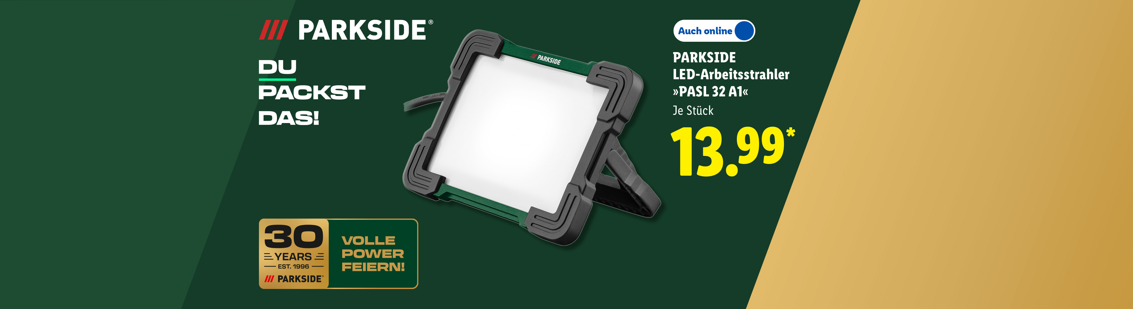 PARKSIDE LED-Arbeitsstrahler »PASL 32 A1«, je Stück, Auch online für 13.99 € *.