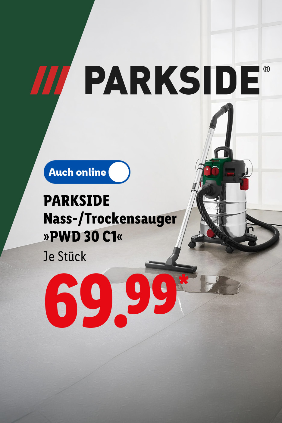 PARKSIDE Nass-/Trockensauger »PWD 30 C1«, Je Stück auch online für 69.99 €*.