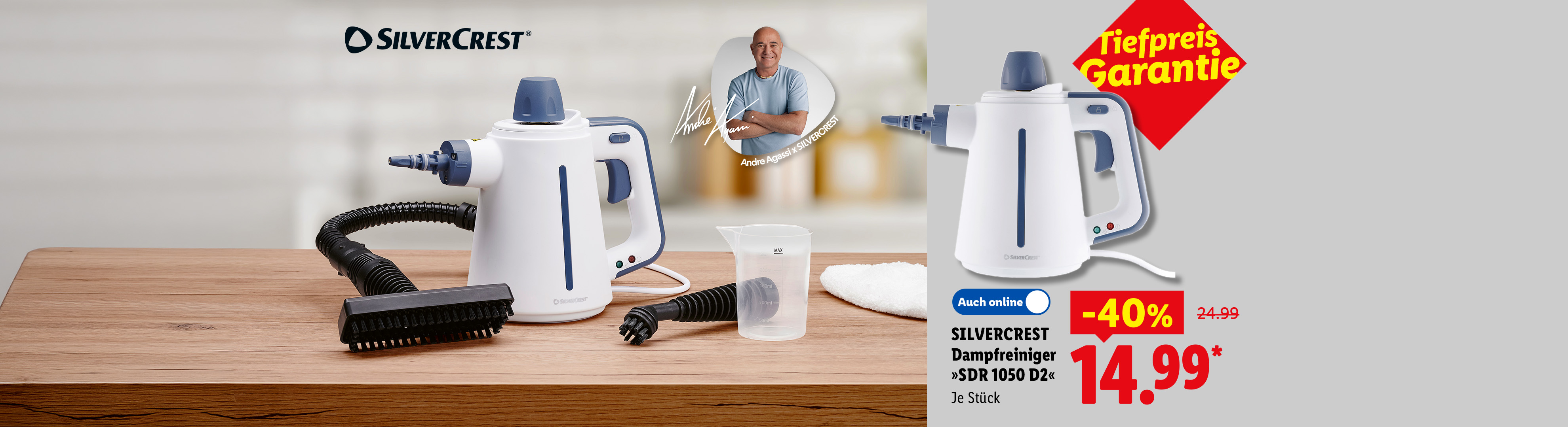 Tiefpreis Garantie: SILVERCREST Dampfreiniger »SDR 1050 D2«, je Stück -40% günstiger, Auch online für 14.99 €*.