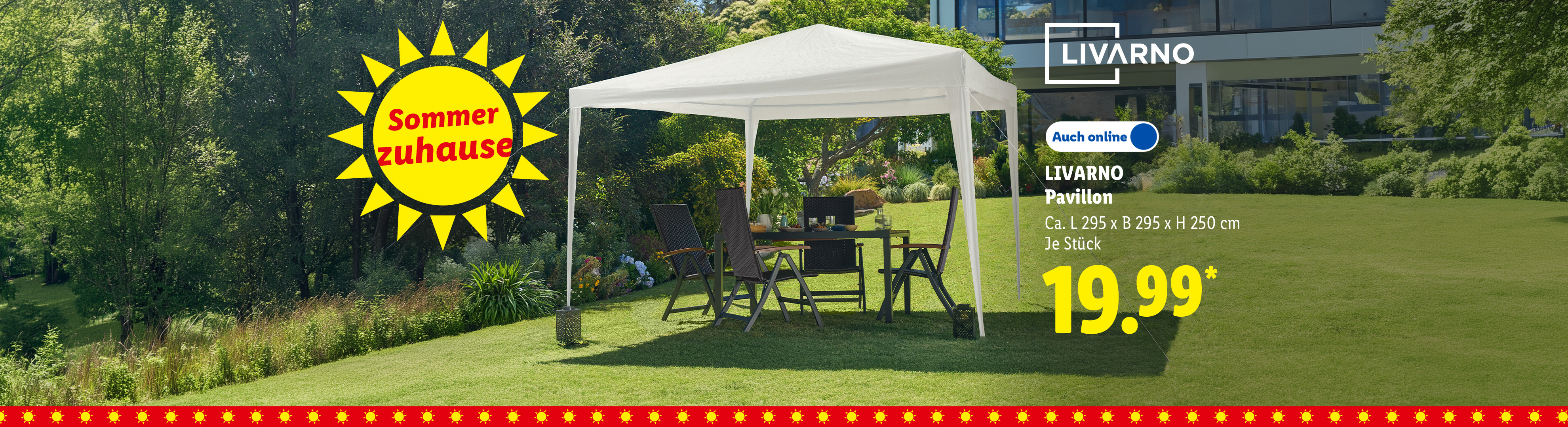 Schnell aufgebaut. LIVARNO Pavillon, ca. L 295 x B 295 x H 250 cm, je Stück auch online für 19.99 €*.