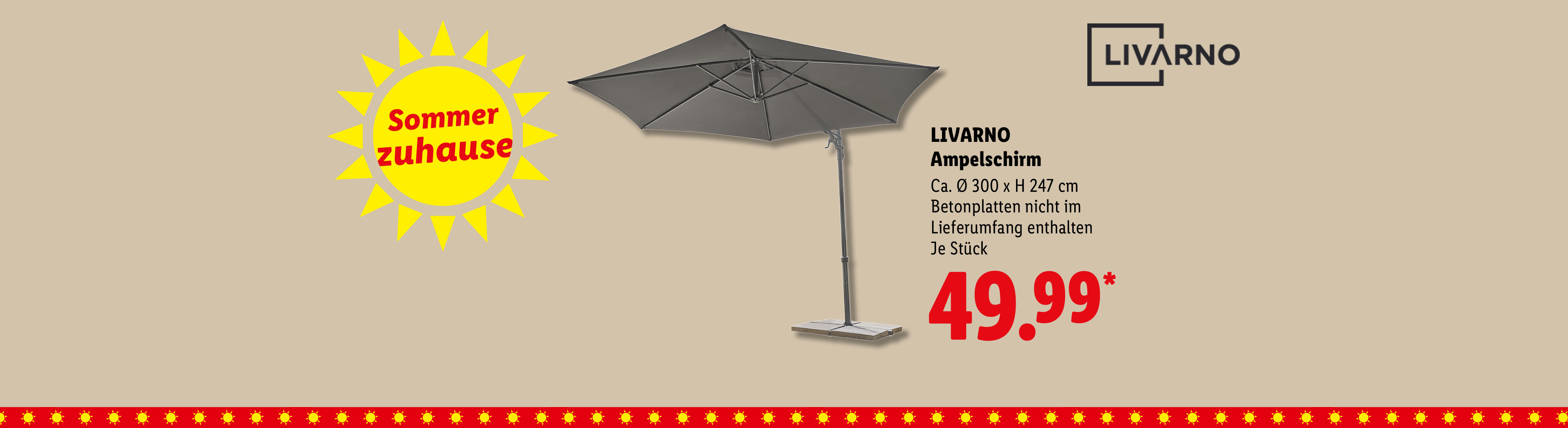 Tiefpreis Garantie: LIVARNO Ampelschirm, ca. Ø 300 x H 247, Betonplatten nicht im Lieferumfang enthalten, je Stück für 49.99 €*.