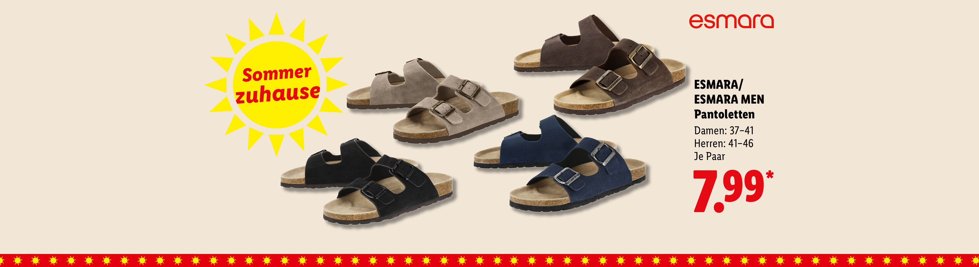 Perfekte Passform. ESMARA/ESMARA MEN Pantoletten, Größen Damen: 37–41, Größen Herren: 41–46, je Paar für 7.99 €*.