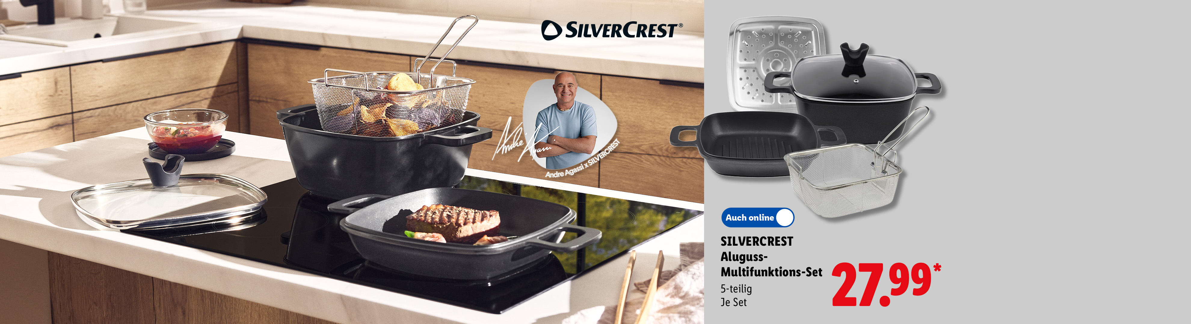 SILVERCREST Aluguss-Multifunktions-Set, 5-teilig, je Set, in der Filiale und online erhältlich. für 27.99 €*.
