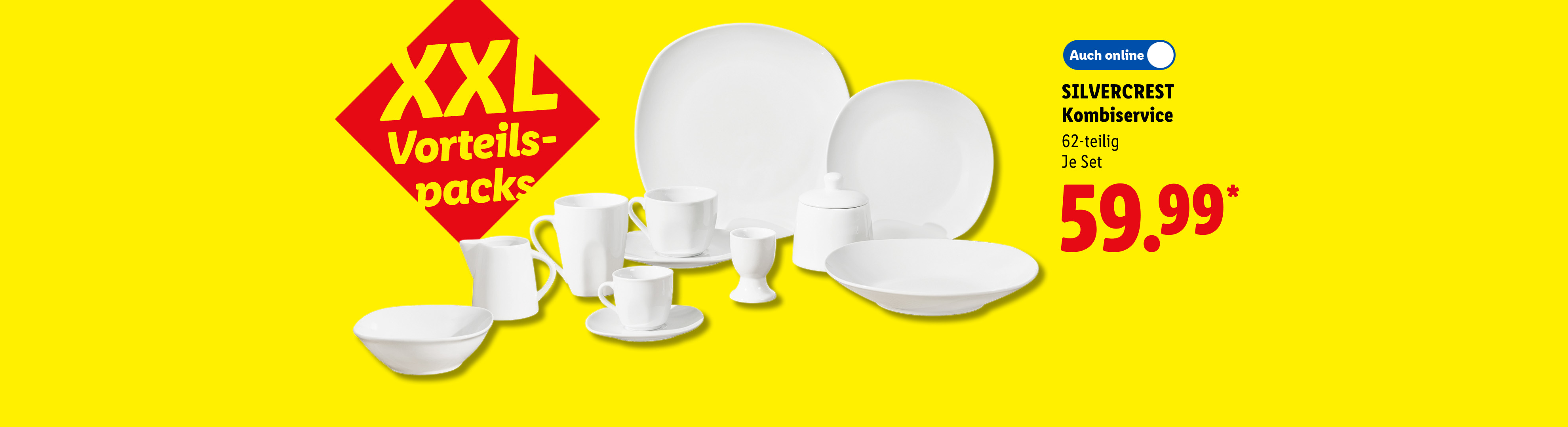 XXL Vorteilspacks: SILVERCREST Kombiservice, 62-teilig, je Set, Auch online für 59.99 €*.