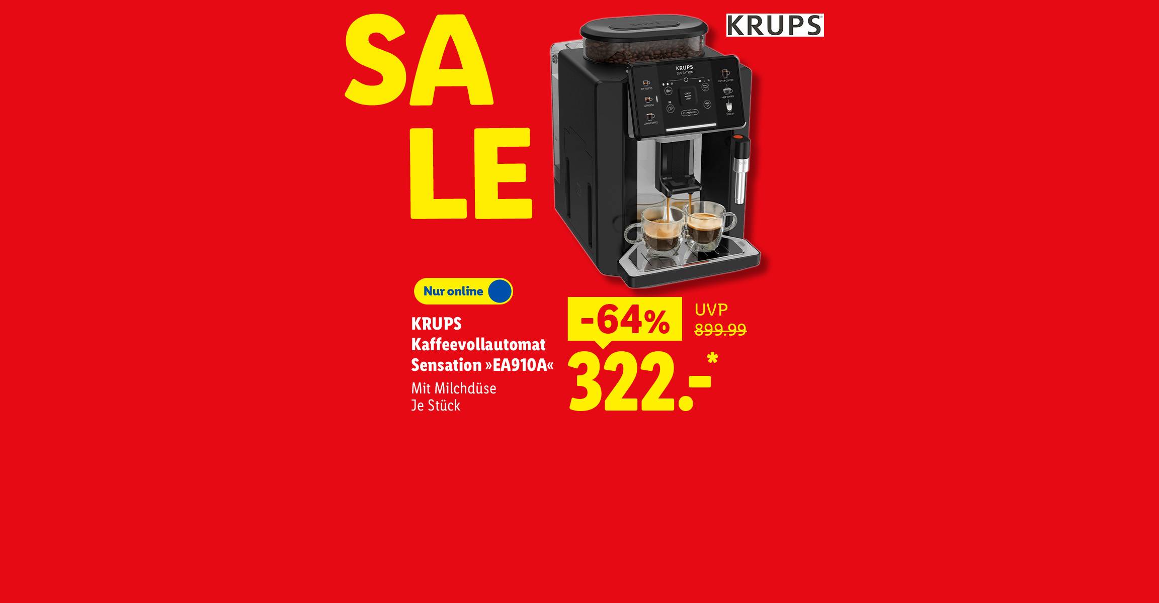 SALE: KRUPS Kaffeevollautomat Sensation »EA910A«, Mit Milchdüse, je Stück 64% günstiger, Nur online für 322.00 €*.