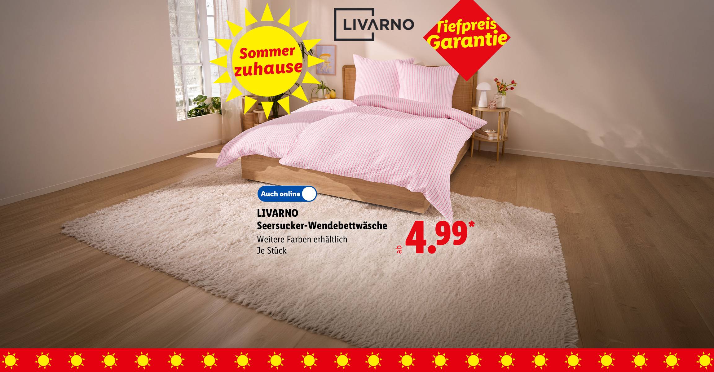 Sommer zuhause, Tiefpreis Garantie: LIVARNO Seersucker-Wendebettwäsche, Weitere Farben erhältlich, je Stück, in der Filiale und online erhältlich ab 4.99 €*.