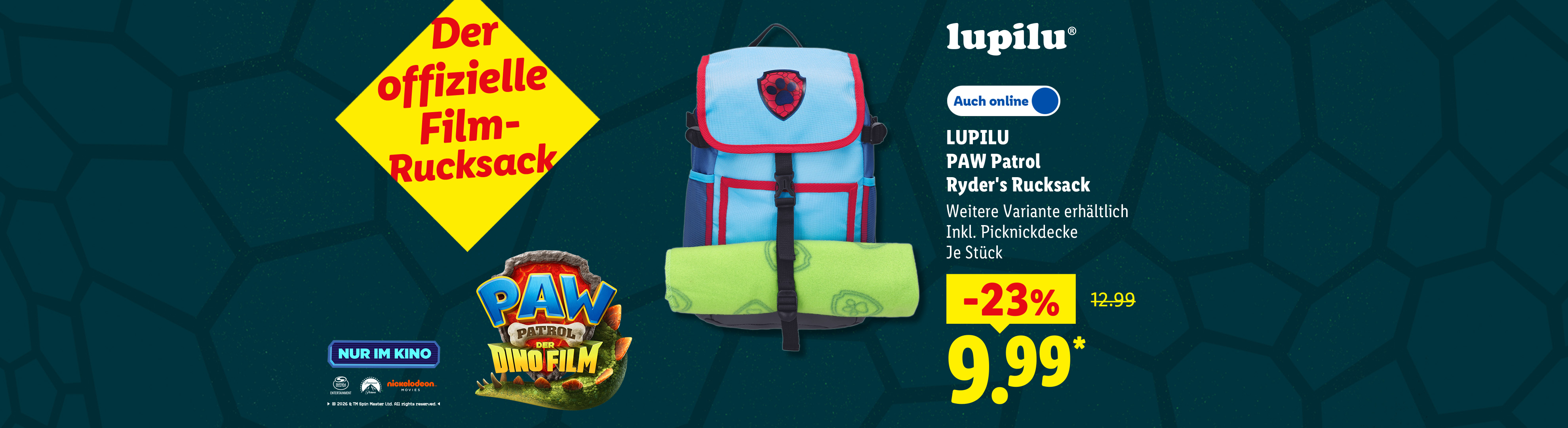 PAW PATROL DINO FILM NUR IM KINO. Weitere Variante erhältlich: LUPILU PAW Patrol Ryder's Rucksack, Inkl. Picknickdecke , je Stück -23% günstiger in der Filiale und online erhältlich für 9.99 €*.