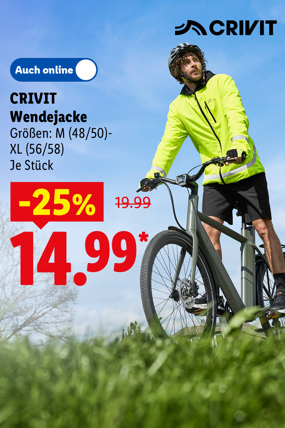 CRIVIT Wendejacke, Größen: M (48/50)–XL (56/58), je Stück, auch online -25% günstiger für 14.99 €*.