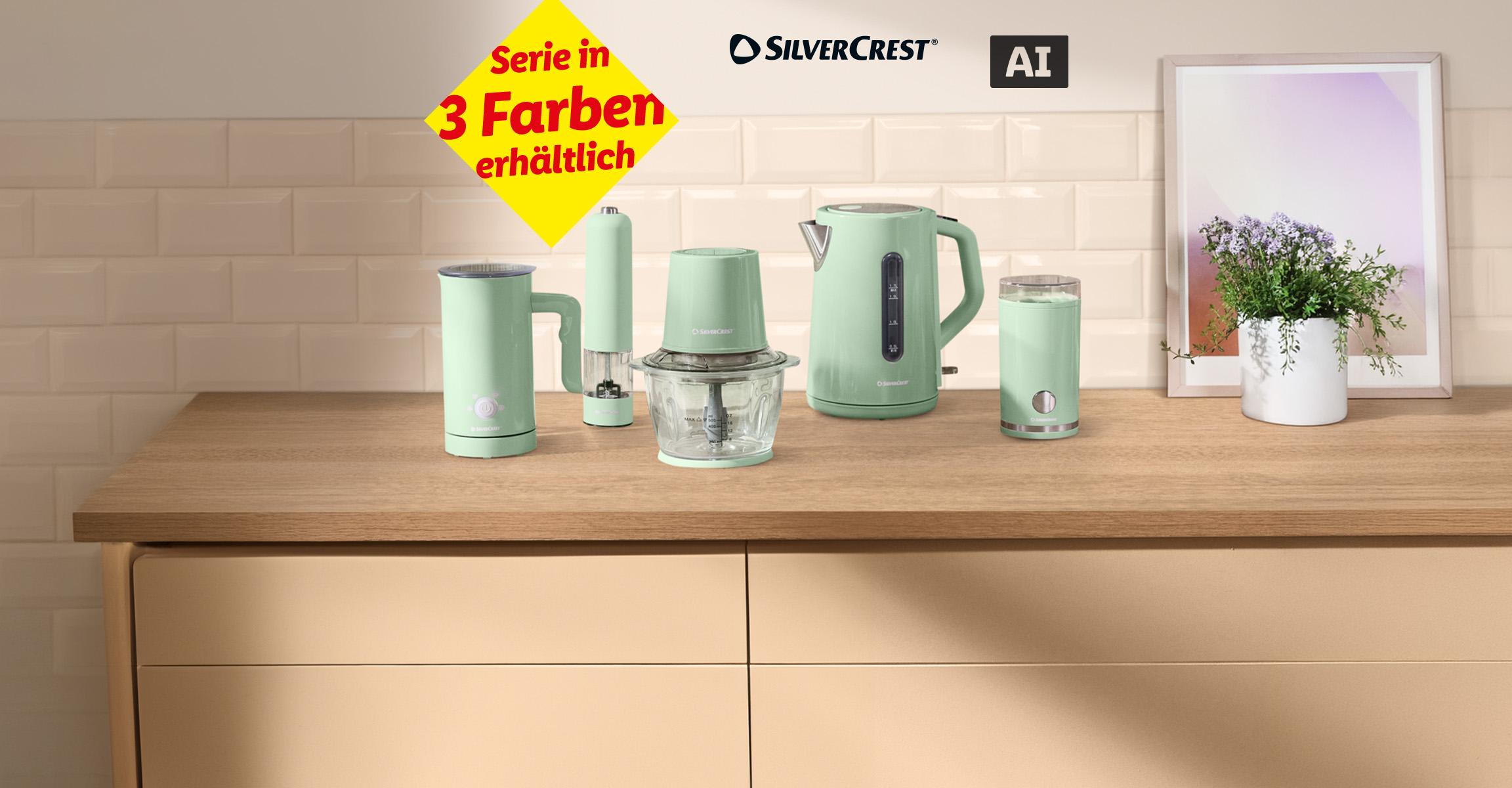 Serie in 3 Farben erhältlich: SILVERCREST z.B. Multizerkleinerer. AI-generated.