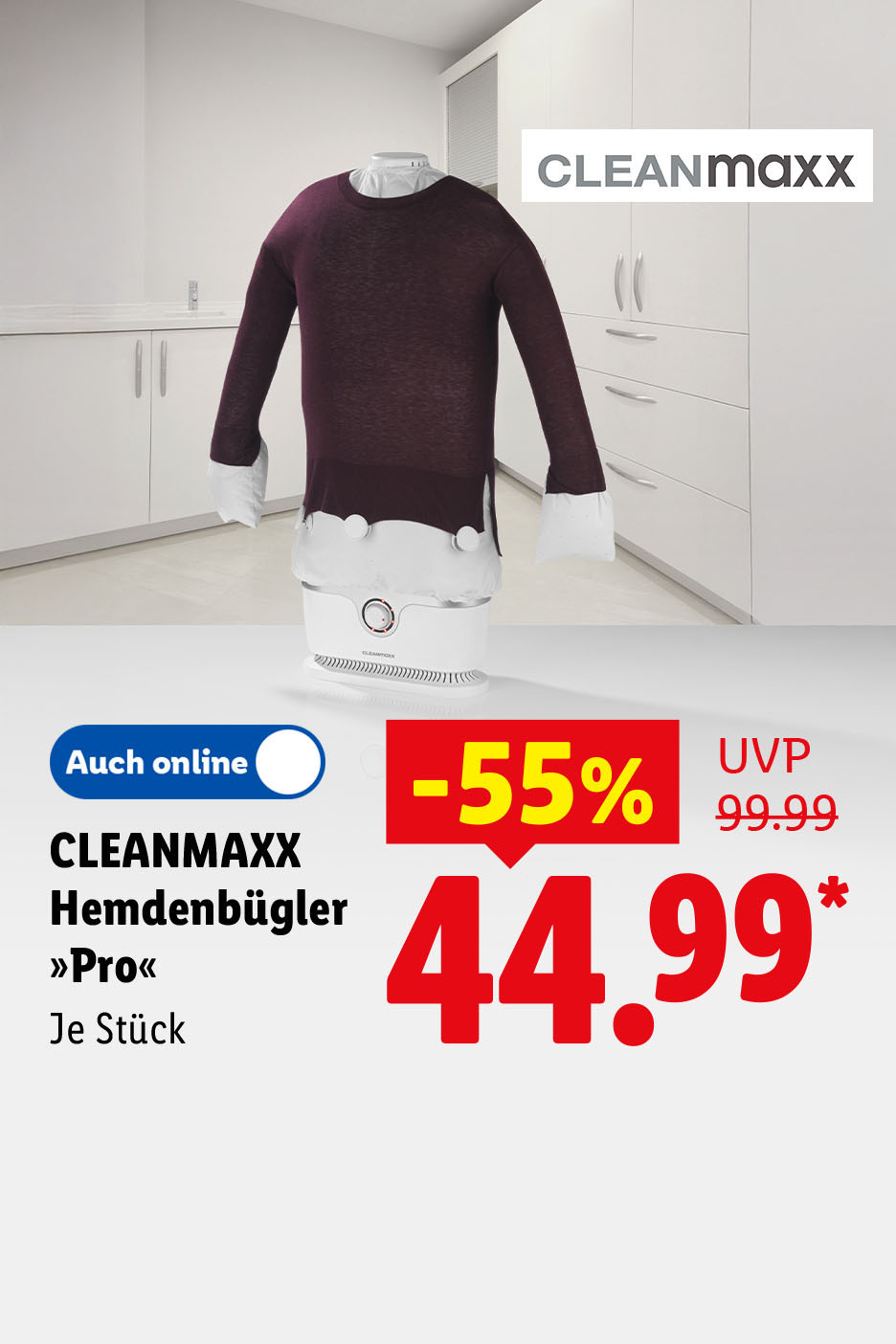 AI-generiert: CLEANMAXX Hemdenbügler »Pro«, je Stück auch online -55% für 44.99 €*.