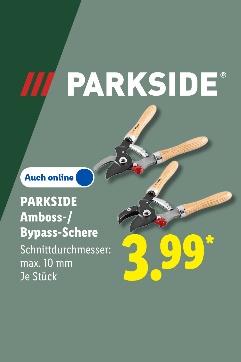 PARKSIDE Amboss-/Bypass-Schere, Schnittdurchmesser: max. 10 mm, je Stück auch online für 3.99 €*.