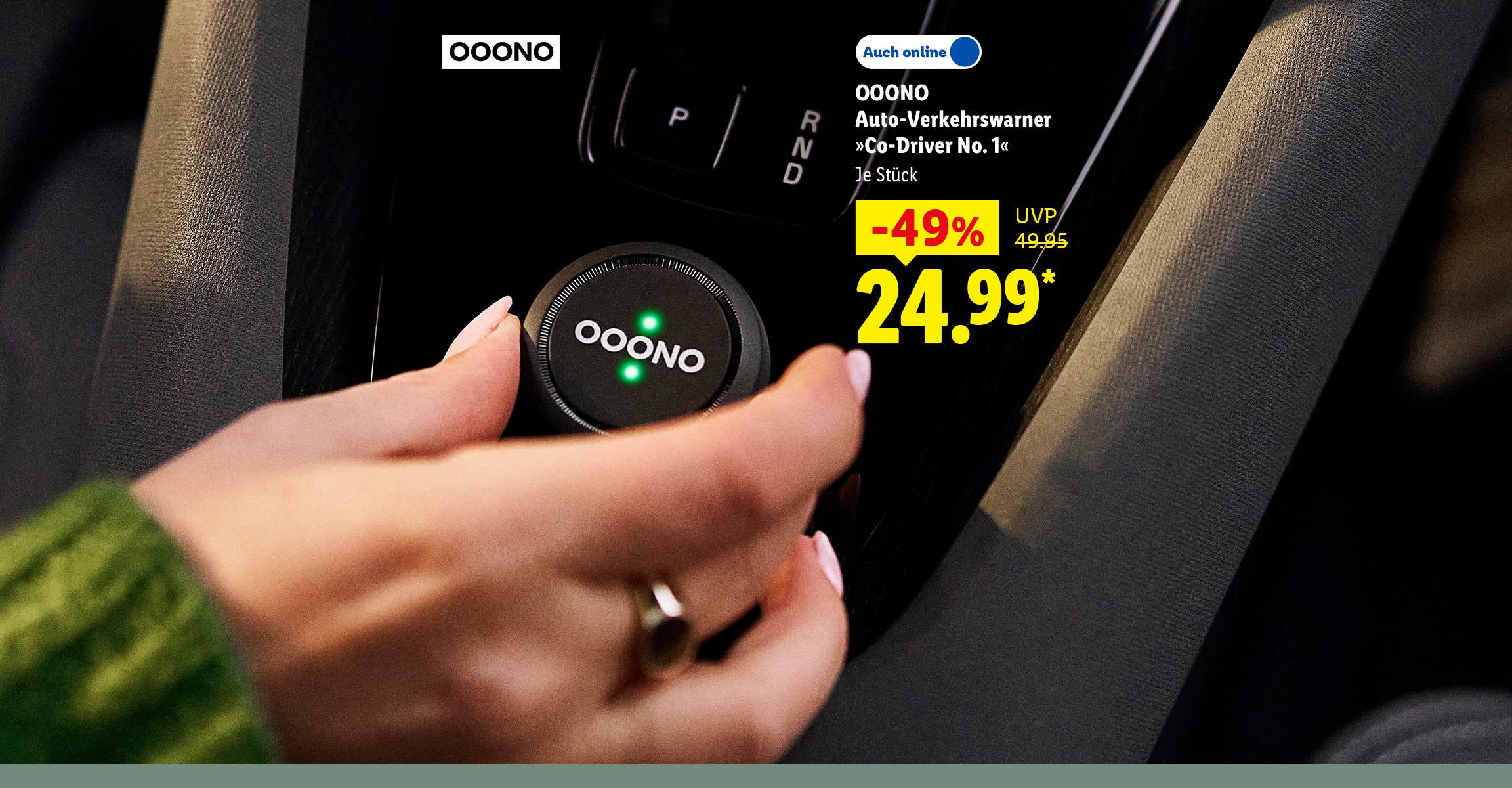 OOONO Auto-Verkehrswarner »Co-Driver No. 1«, je Stück -49% Rabatt, in der Filiale und online erhältlich für 24.99 €*.