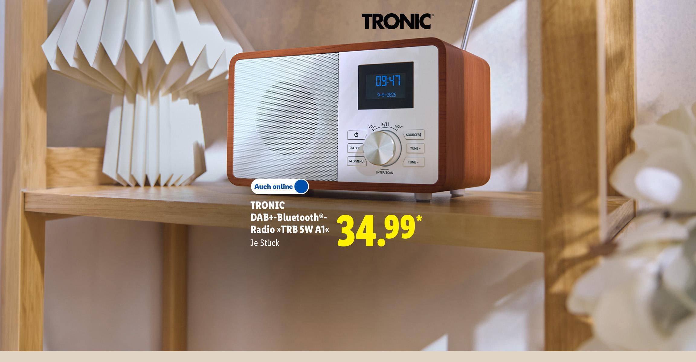 AI-generiert: TRONIC DAB+-Bluetooth®-Radio »TRB 5W A1«, Je Stück, Auch online für 34.99 €*. AI-generated.