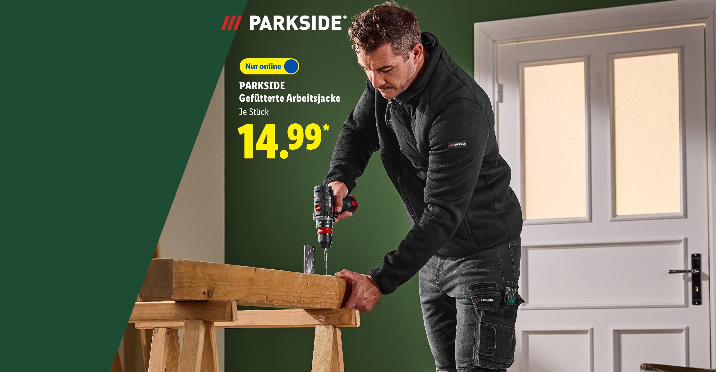 AI-generiert: PARKSIDE Gefütterte Arbeitsjacke, je Stück, Auch online für 14.99 €*. AI-generated.