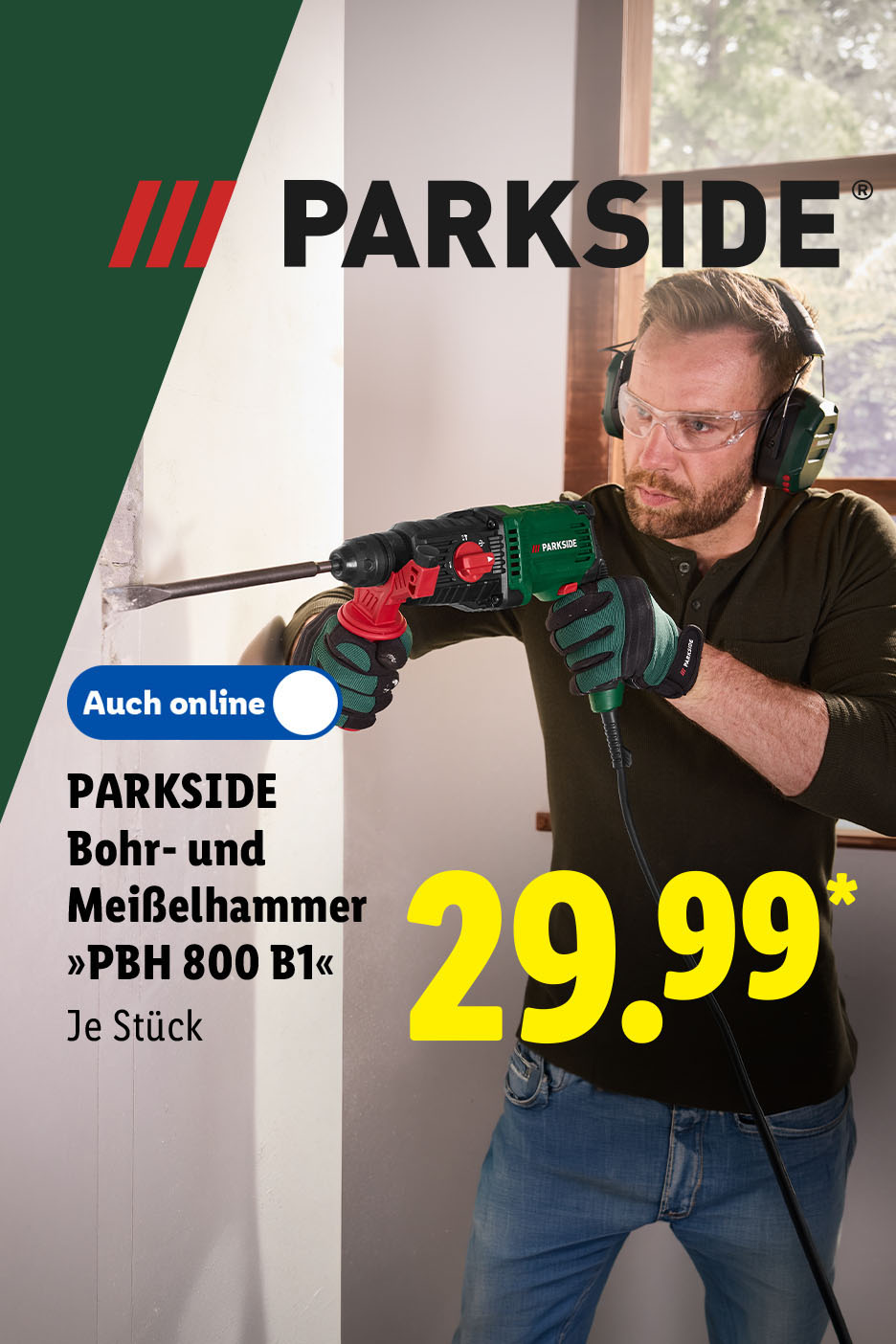 AI-generiert: PARKSIDE Bohr- und Meißelhammer »PBH 800 B1«, je Stück, Auch online für 29.99 €*.