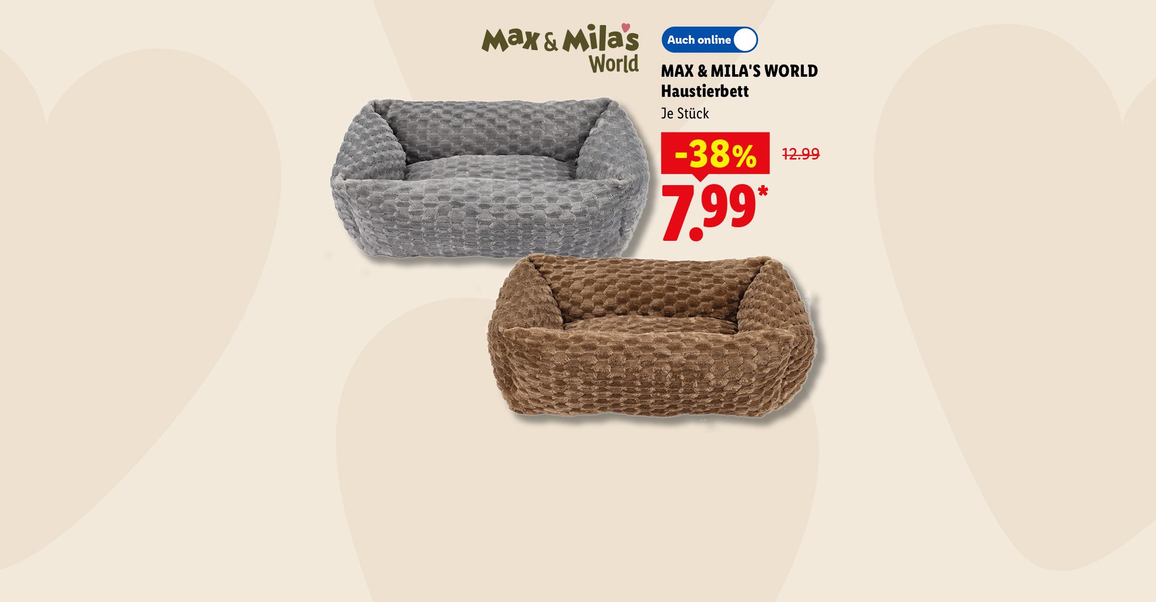 MAX & MILA'S WORLD Haustierbett, Je Stück -38% günstiger, Auch online für 7.99 €*