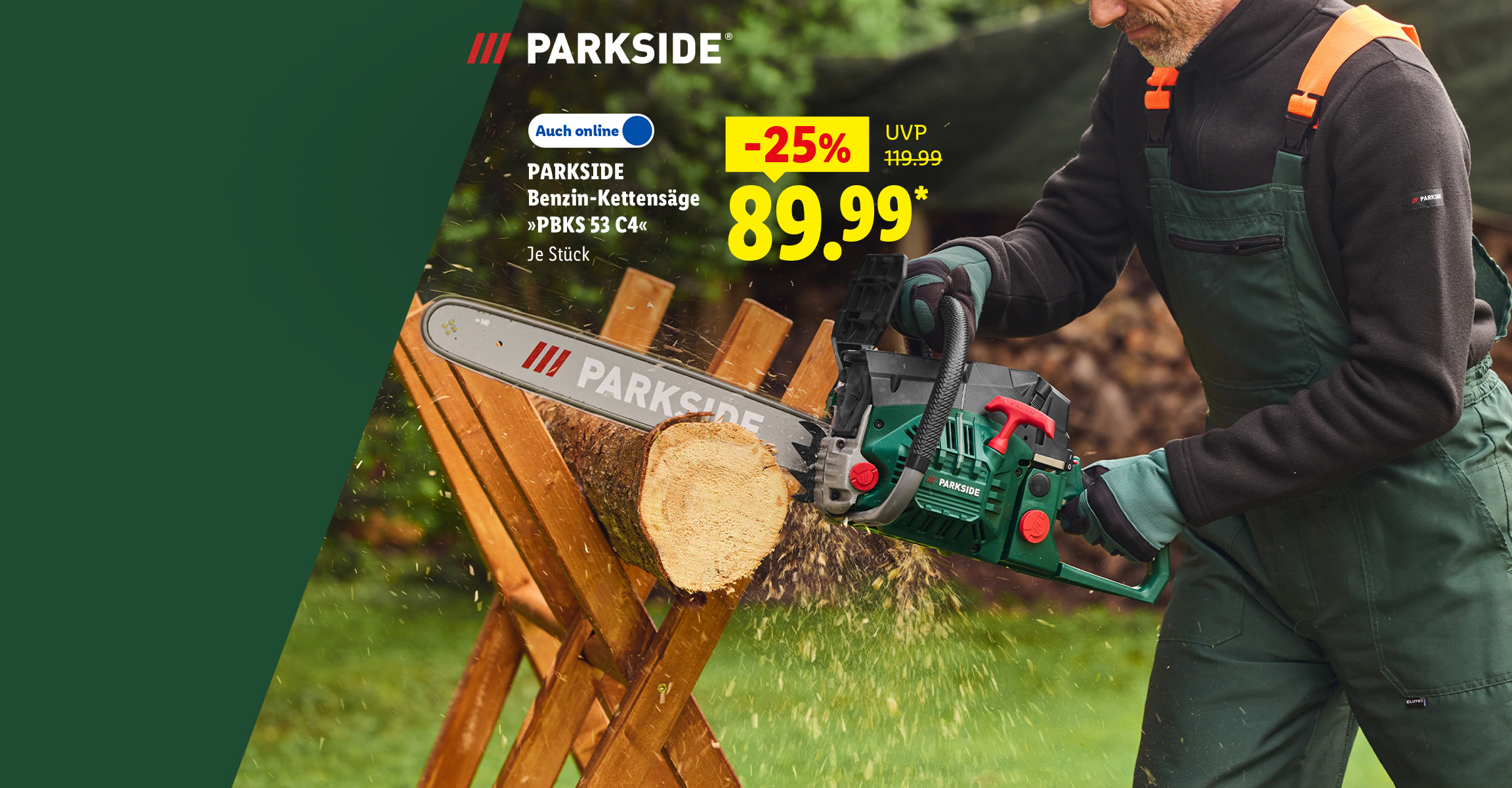 PARKSIDE Benzin-Kettensäge »PBKS 53 C4«, Je Stück -25% günstiger, Nur online für 89.99 €*