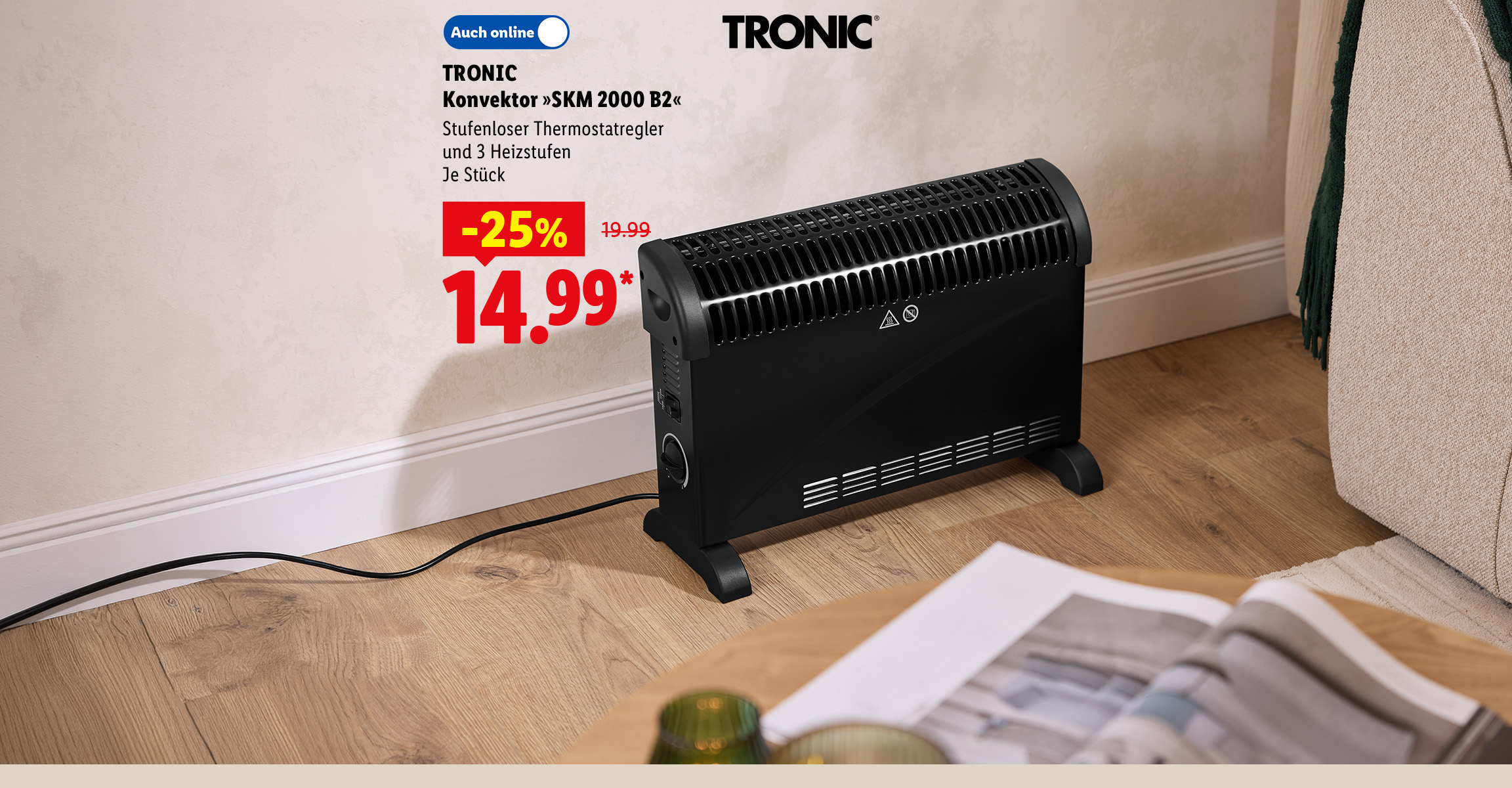 AI-generiert: TRONIC Konvektor »SKM 2000 B2«, Stufenloser Thermostatregler und 3 Heizstufen, je Stück -25% günstiger, Auch online für 14.99 €*.