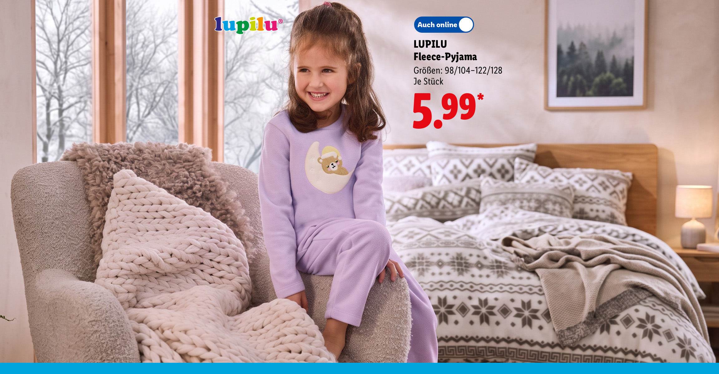 AI-generiert: LUPILU Fleece-Pyjama, Größen: 98/104–122/128, je Stück, Auch online für 5.99 €*.