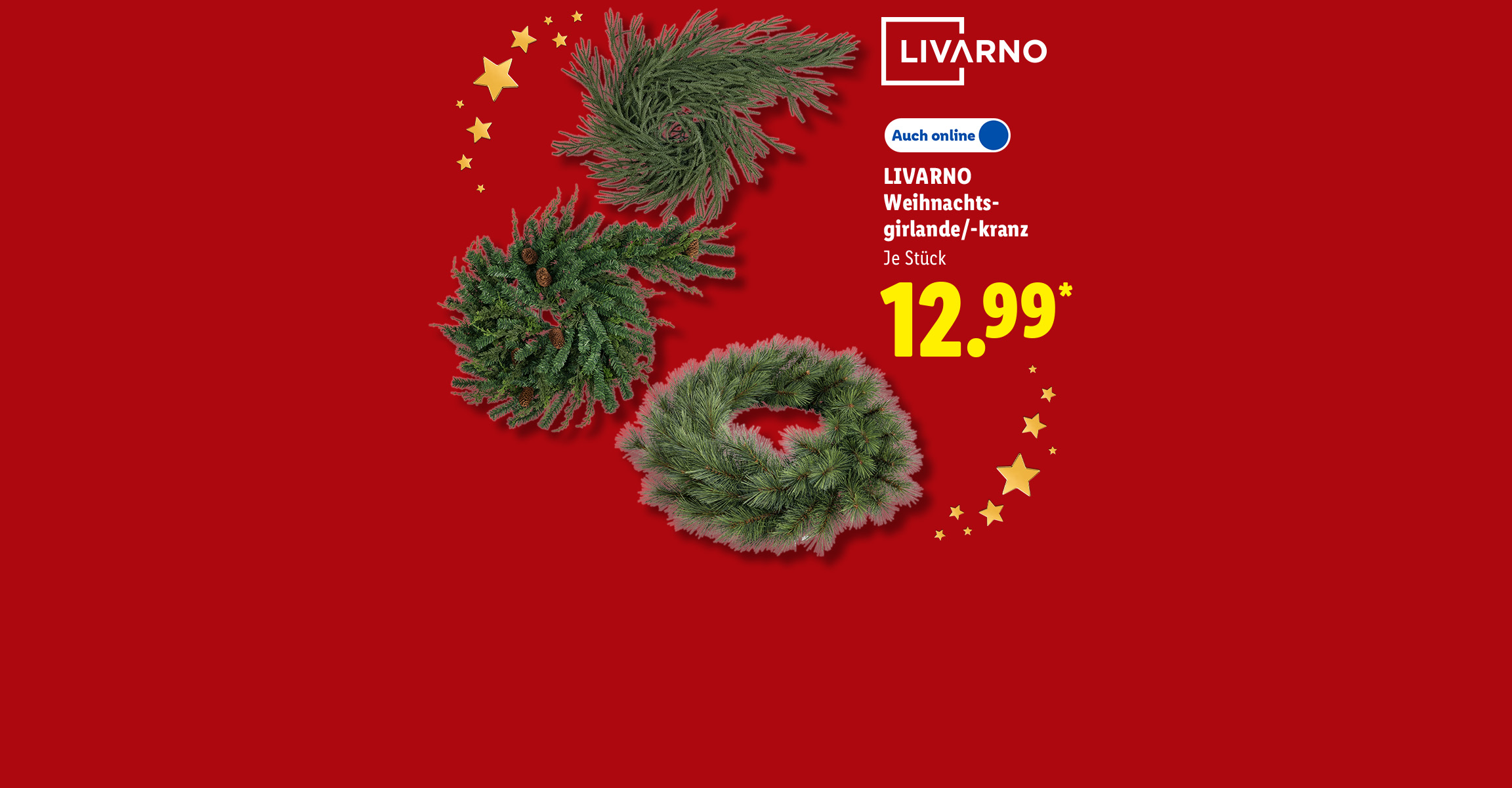 LIVARNO Weihnachts-girlande/-kranz, je Stück, auch online für 12.99 €*.